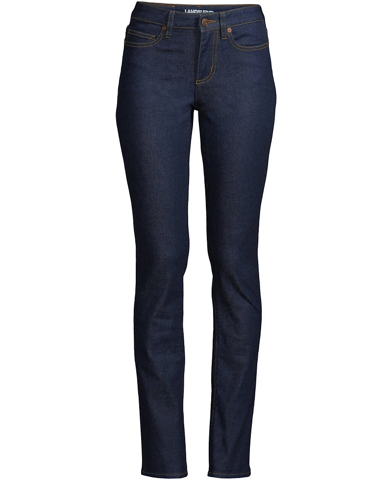 Lands' End Women's Tall Recover Mid Rise Straight Leg Blue Jeans
