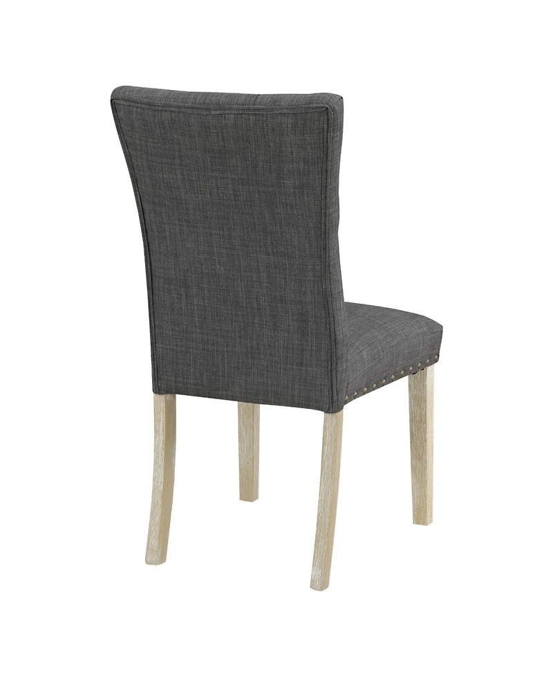 Preston Dining Chair 2-Pack with Antique-like Bronze Nailheads and Brushed Legs Fabric