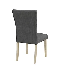 Preston Dining Chair 2-Pack with Antique-like Bronze Nailheads and Brushed Legs Fabric