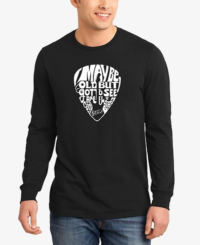 La Pop Art Men's Guitar Pick Word Long Sleeve T-shirt