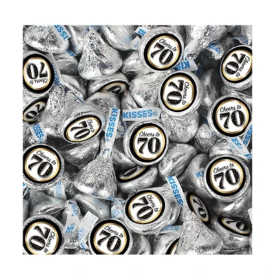 Just Candy 70th Birthday Candy Hershey's Kisses Milk Chocolate, 90 Pieces