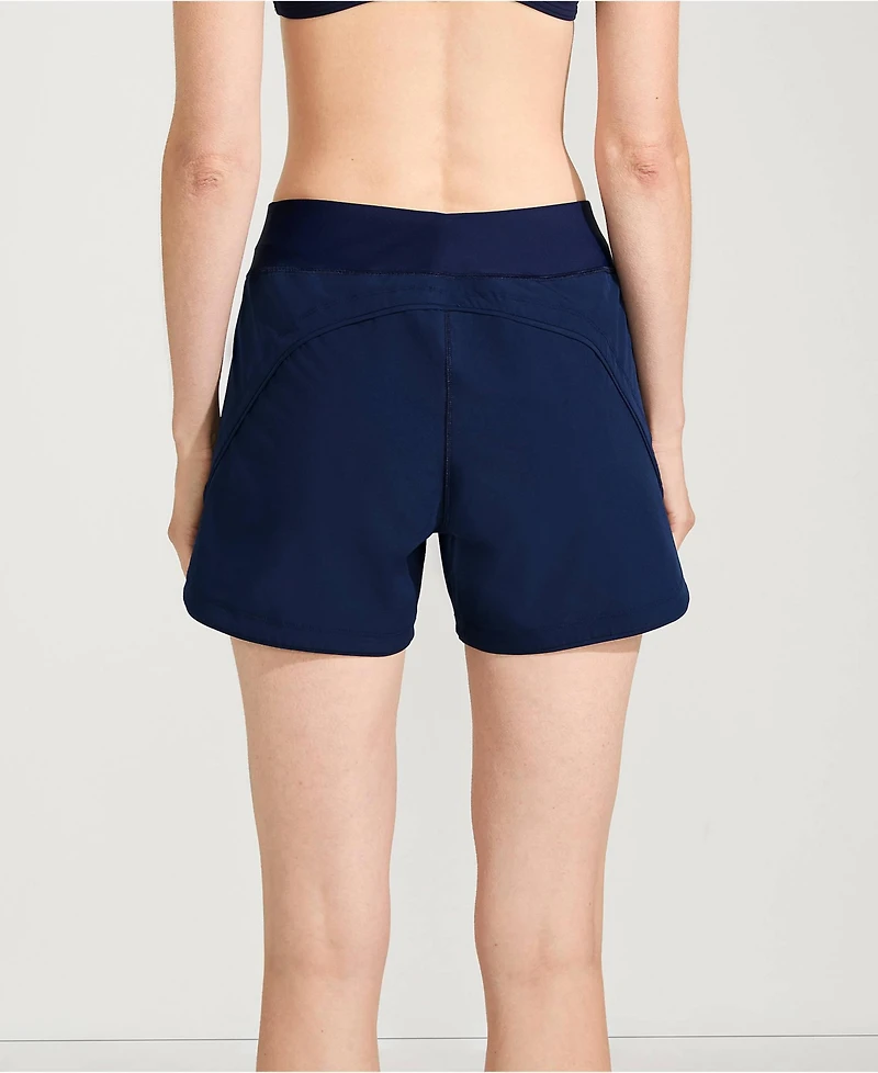 Lands' End Petite 5" Quick Dry Elastic Waist Board Shorts Swim Cover-up with Panty