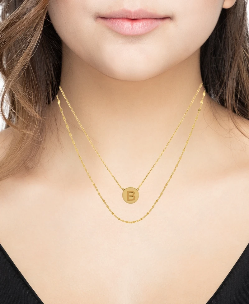 Initial Disc Layered Pendant Necklace in 18k Gold-Plated Sterling Silver, Created for Macy's