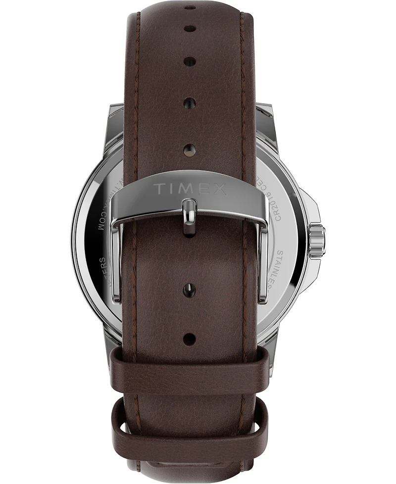 Timex Men's Quartz Analog Premium Dress Leather Brown Watch 45mm
