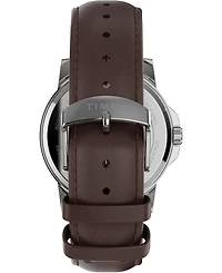 Timex Men's Quartz Analog Premium Dress Leather Brown Watch 45mm
