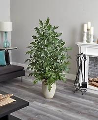 Nearly Natural 5' Fishtail Palm Artificial Tree in Sand Colored Planter