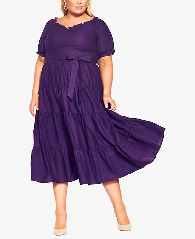 City Chic Plus Puffed Sleeve Midi Dress
