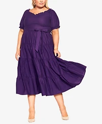 City Chic Plus Puffed Sleeve Midi Dress