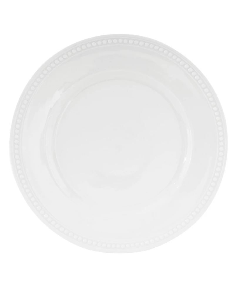 Fitz and Floyd Everyday Whiteware Beaded 16 Piece Dinnerware Set, Service for 4