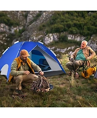 4 Person Instant Pop-up Camping Tent 2-in-1 Double-Layer Waterproof Tent