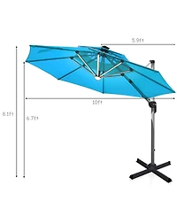 10ft Solar Led Patio Umbrella 360 degree Rotation