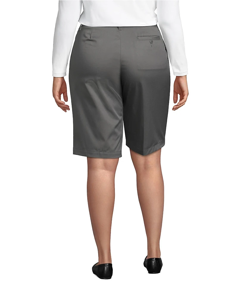 Lands' End Women's Plus Plain Front Blend Chino Shorts