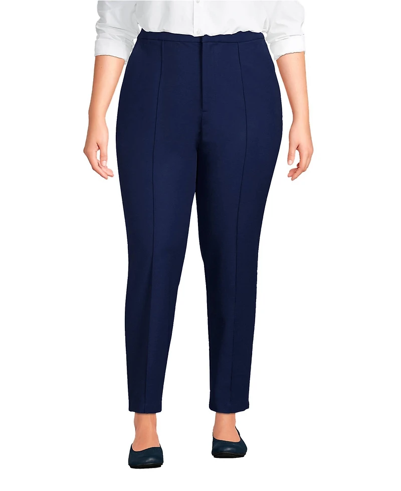 Lands' End Women's Plus High Rise Bi Stretch Pintuck Pencil Ankle Pants