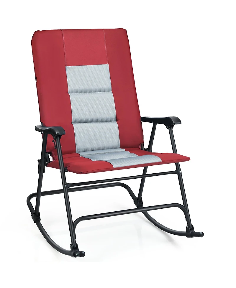 Costway Foldable Rocking Padded Chair Portable Camping Chair