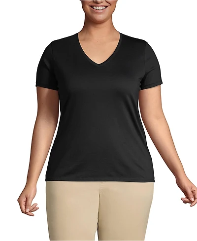 Lands' End Plus Relaxed Supima Cotton V-Neck T-Shirt