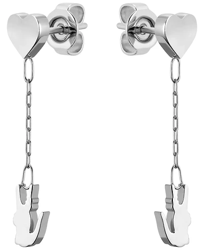 Lacoste Stainless Steel Heart and Crocodile Drop Earrings