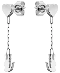 Lacoste Stainless Steel Heart and Crocodile Drop Earrings