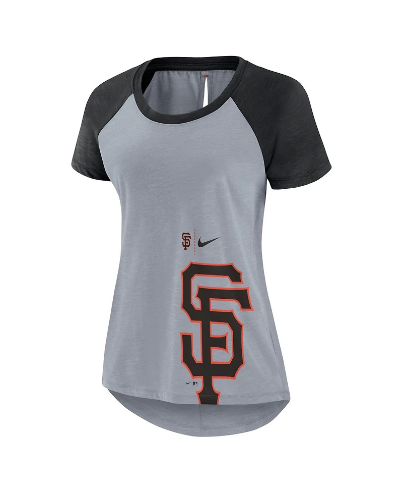 Women's Nike Heather Gray San Francisco Giants Summer Breeze Raglan Fashion T-shirt