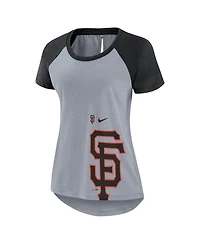 Women's Nike Heather Gray San Francisco Giants Summer Breeze Raglan Fashion T-shirt