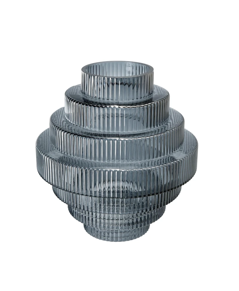 Ab Home Ribbed Geometric Glass Vase, 9.1" L x 9.1" W x 9.8" H