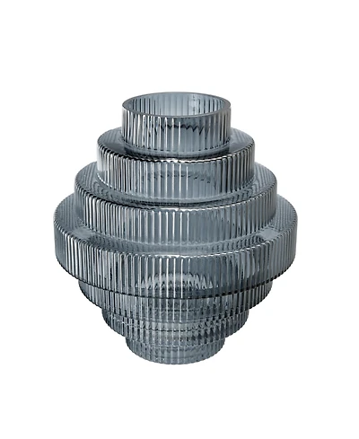 Ab Home Ribbed Geometric Glass Vase, 9.1" L x 9.1" W x 9.8" H