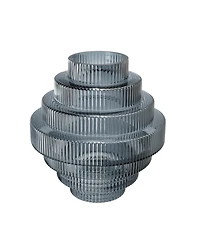 Ab Home Ribbed Geometric Glass Vase, 9.1" L x 9.1" W x 9.8" H