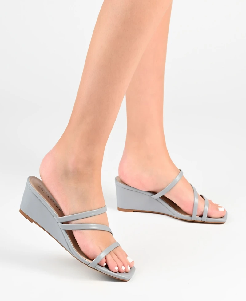 Journee Collection Women's Takarah Strappy Asymmetrical Wedge Sandals