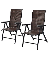 Patio Rattan Folding Chair Recliner Back Adjustable