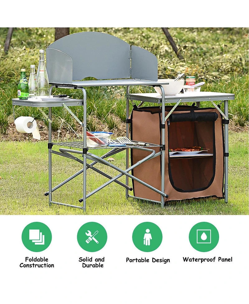 Foldable Camping Table Outdoor Bbq Portable Grilling Stand