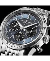 Alexander Men's Megalos Silver-tone Stainless Steel , Blue Dial , 51mm Round Watch