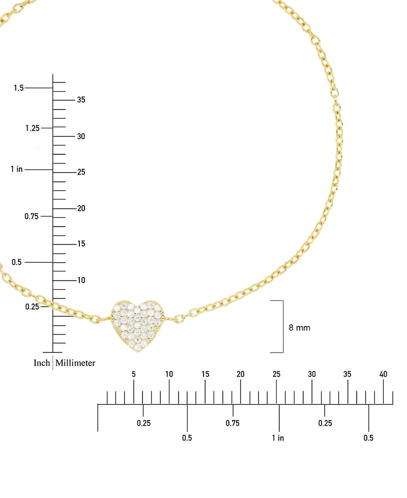 Cubic Zirconia Pave Heart Cable Link Bracelet