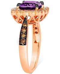 Le Vian Grape Amethyst (2-1/5 ct. t.w.) & Diamond (1/2 ct. t.w.) Halo Ring in 14k Rose Gold