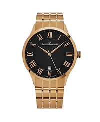 Alexander Men's Triumph Gold-Tone Stainless Steel , Black Dial , 42mm Round Watch