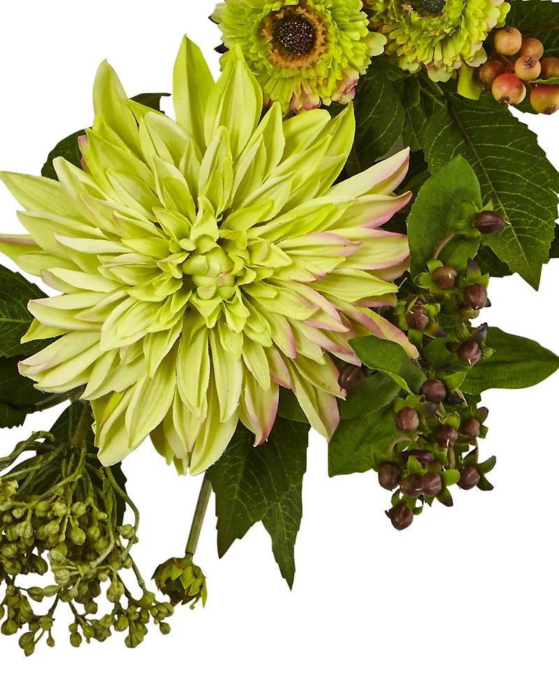 Nearly Natural 22'' Dahlia Mum Wreath