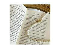 18K Gold Plated Freshwater Pearls with Green Glass Beads- Green Bean Necklace 17" For Women