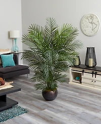 Nearly Natural 66" Areca Palm Artificial Tree in Planter Uv Resistant Indoor/Outdoor
