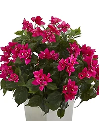 Nearly Natural Bougainvillea Artificial Plant in White Tower Planter