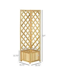 Outsunny Raised Garden Bed, Wooden Planter with Trellis for Vine Climbing