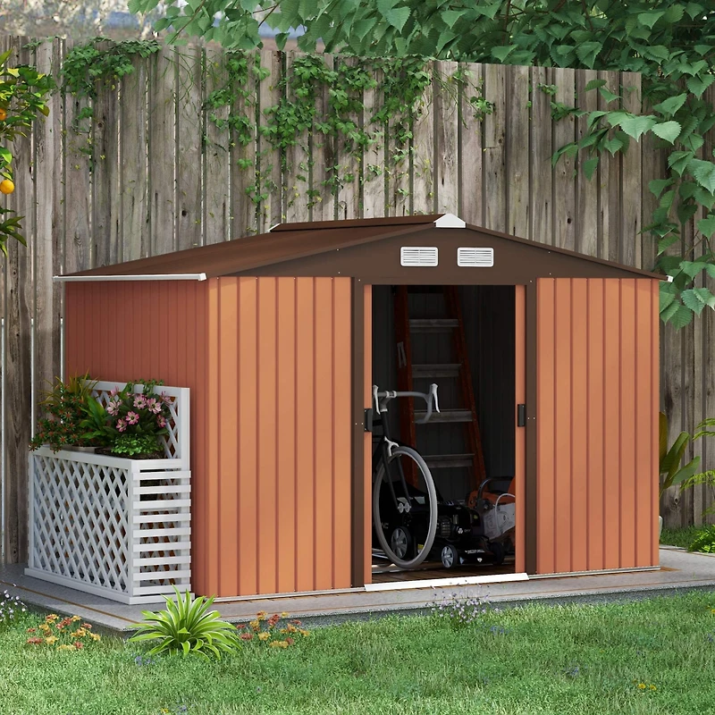 Outsunny 9' x 6' Steel Outdoor Utility Storage Tool Shed Kit Backyard