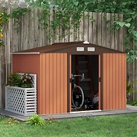 Outsunny 9' x 6' Steel Outdoor Utility Storage Tool Shed Kit Backyard