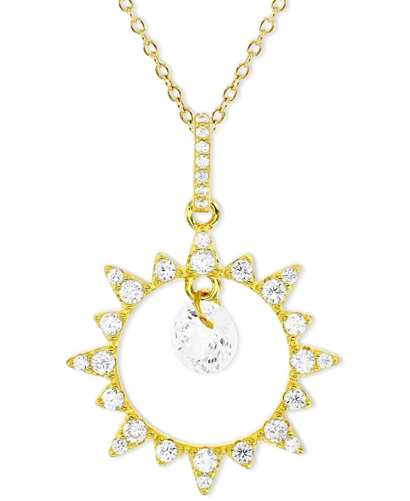 Cubic Zirconia Sunburst Orbital 18" Pendant Necklace