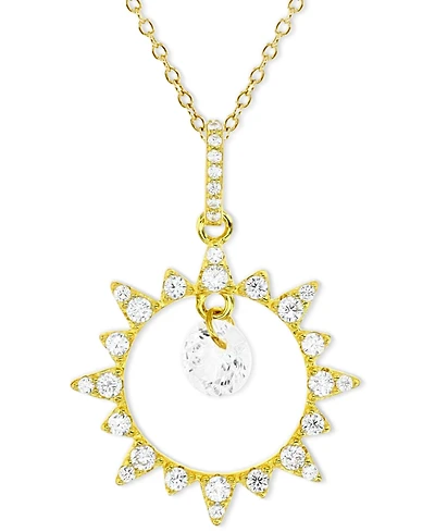 Cubic Zirconia Sunburst Orbital 18" Pendant Necklace