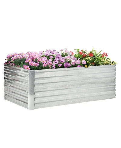 Outsunny Raised Garden Bed, 71" x 36" x 23" Galvanized Steel Planters for Outdoor Plants with Reinforced Rods for Vegetables, Flowers, and Herbs, Silv