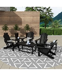 WestinTrends 7 Piece Set Outdoor Folding Adirondack Chairs with Coffee Table Side