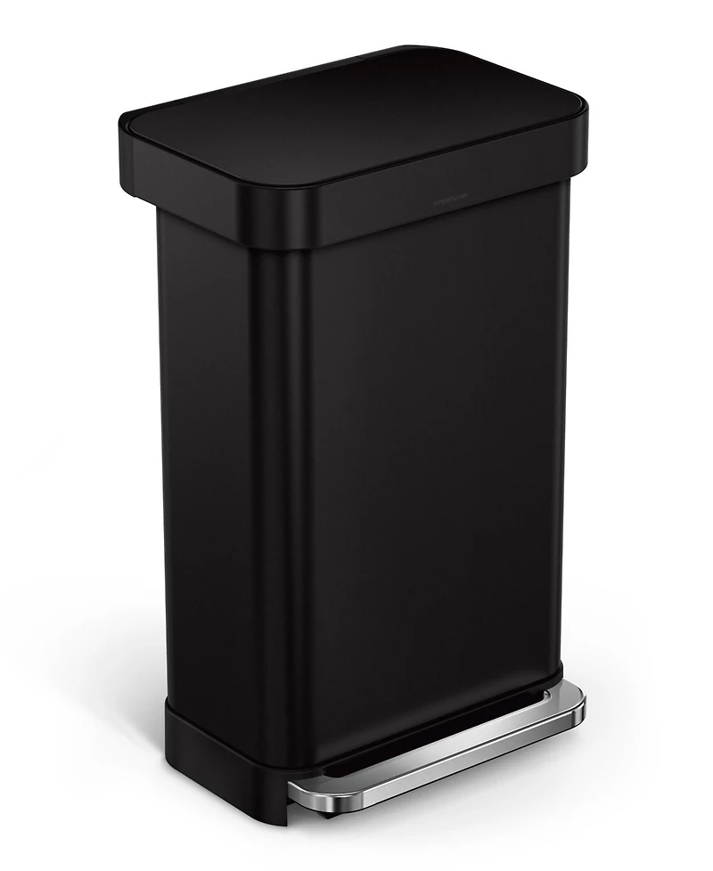 simplehuman 45 Liter Rectangular Liner Rim Steel Kitchen Trash Can with Liner Pocket