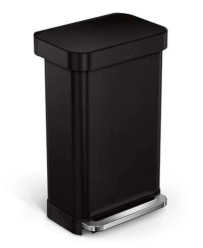 simplehuman 45 Liter Rectangular Liner Rim Steel Kitchen Trash Can with Liner Pocket