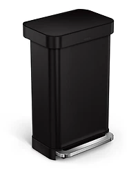 simplehuman 45 Liter Rectangular Liner Rim Steel Kitchen Trash Can with Liner Pocket