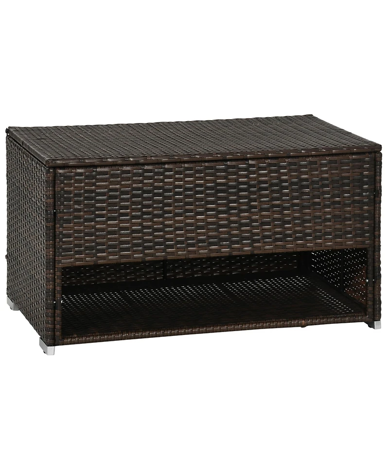 Outsunny Deck Box w/ Outdoor Towel/Shoe Rack, Inner Liner,