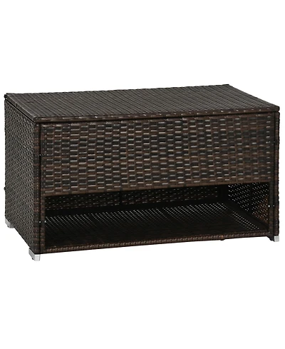 Outsunny Deck Box w/ Outdoor Towel/Shoe Rack, Inner Liner,