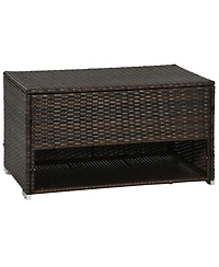 Outsunny Deck Box w/ Outdoor Towel/Shoe Rack, Inner Liner,
